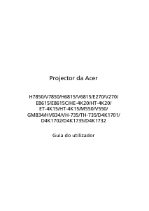 Manual Acer H7850 Projetor