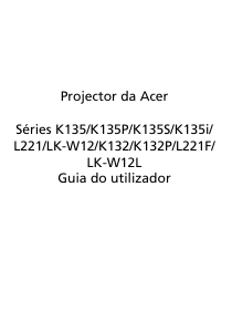 Manual Acer K132 Projetor