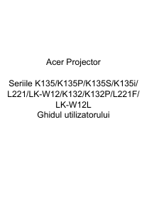 Manual Acer K132 Proiector