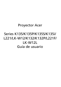 Manual de uso Acer K132 Proyector