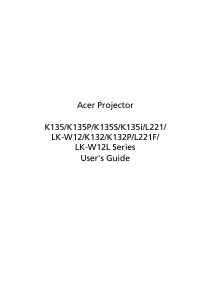 Manual Acer K132 Projector