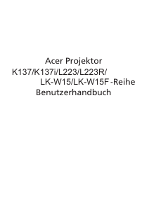 Bedienungsanleitung Acer K137 Projektor