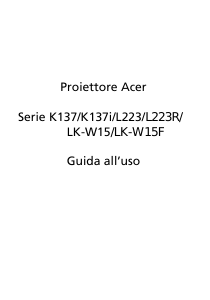 Manuale Acer K137 Proiettore