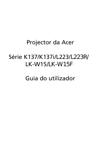 Manual Acer K137 Projetor