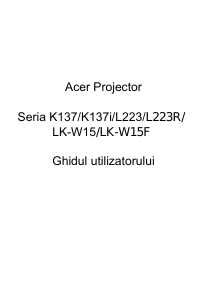 Manual Acer K137 Proiector