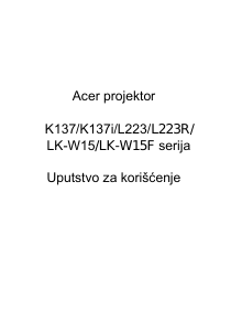 Priručnik Acer K137 Projektor