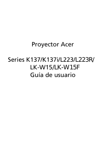 Manual de uso Acer K137 Proyector