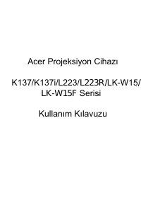 Kullanım kılavuzu Acer K137 Projektör