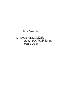 Manual Acer K137 Projector