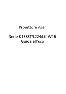 Manuale Acer K138ST Proiettore