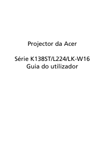 Manual Acer K138ST Projetor