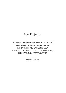 Handleiding Acer M550 Beamer