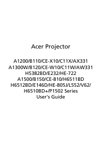 Manual Acer P1502 Projector