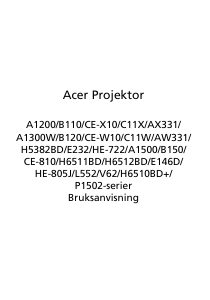 Bruksanvisning Acer P1502 Projektor