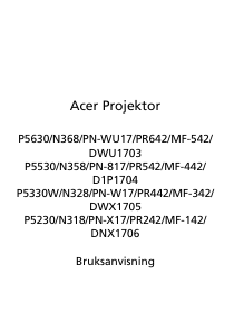 Bruksanvisning Acer P5630 Projektor