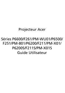Mode d’emploi Acer P6200 Projecteur