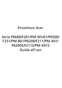 Manuale Acer P6200 Proiettore