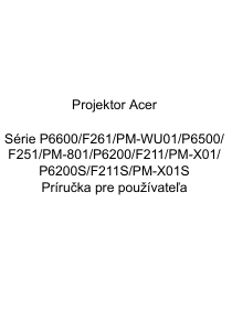 Návod Acer P6200 Projektor