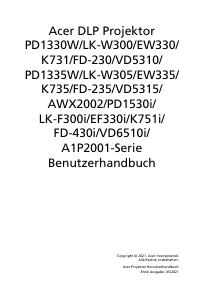 Bedienungsanleitung Acer PD1335W Projektor