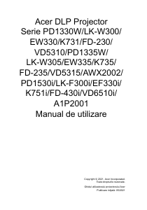 Manual Acer PD1335W Proiector