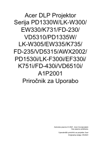 Priročnik Acer PD1335W Projektor