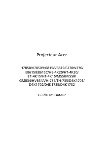 Mode d’emploi Acer V7850 Projecteur