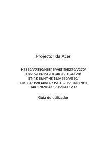 Manual Acer V7850 Projetor