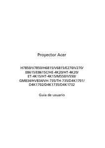 Manual de uso Acer V7850 Proyector