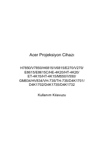 Kullanım kılavuzu Acer V7850 Projektör