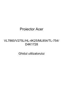 Manual Acer VL7860 Proiector
