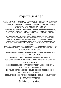 Mode d’emploi Acer X115 Projecteur