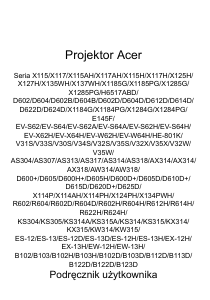 Instrukcja Acer X115 Projektor