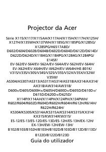 Manual Acer X115 Projetor