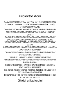 Manual Acer X115 Proiector