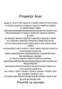 Priročnik Acer X115 Projektor