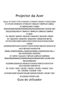 Manual Acer X1171 Projetor