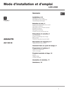 Mode d’emploi Hotpoint-Ariston AQ113D 69 FR Aqualtis Lave-linge
