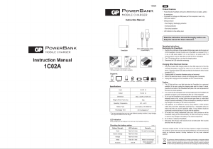 Manual GP 1C02A PowerBank Portable Charger