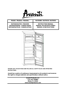 Handleiding Avanti RA75V1B Koel-vries combinatie