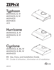 Mode d’emploi Zephyr AK6536CW Cyclone Hotte aspirante