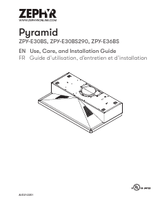 Manual Zephyr ZPY-E30BS290 Pyramid Cooker Hood