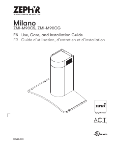 Manual Zephyr ZMI-M90CG Milano Cooker Hood