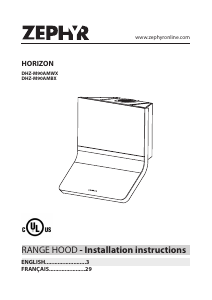 Mode d’emploi Zephyr DHZ-M90AMBX Horizon Hotte aspirante