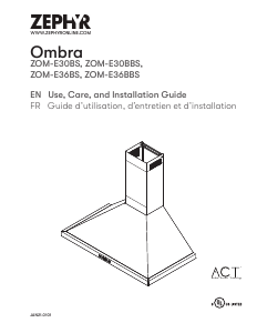 Manual Zephyr ZOM-E30BS Ombra Cooker Hood