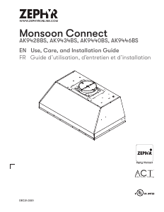 Manual Zephyr AK9434BS Monsoon Connect Cooker Hood