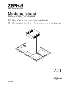 Mode d’emploi Zephyr ZMD-M90BS Modena Island Hotte aspirante