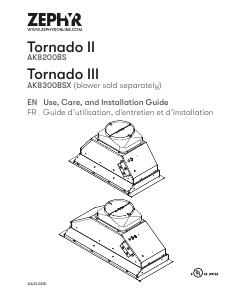 Manual Zephyr AK8300BSX Tornado III Cooker Hood