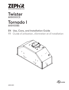 Manual Zephyr AK8100BS Tornado I Cooker Hood