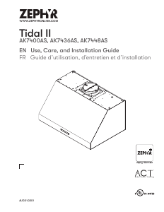 Manual Zephyr AK7436AS Tidal II Cooker Hood