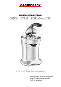 Bedienungsanleitung Gastroback 41149 Advanced Zitruspresse
